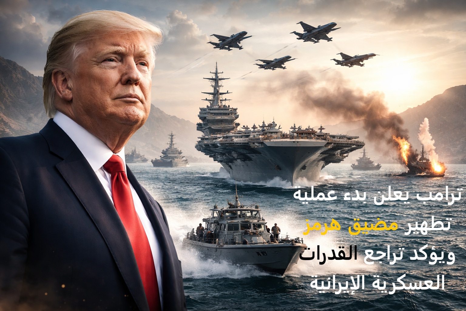 ترامب يعلن بدء عملية تطهير مضيق هرمز ويؤكد تراجع القدرات العسكرية الإيرانية