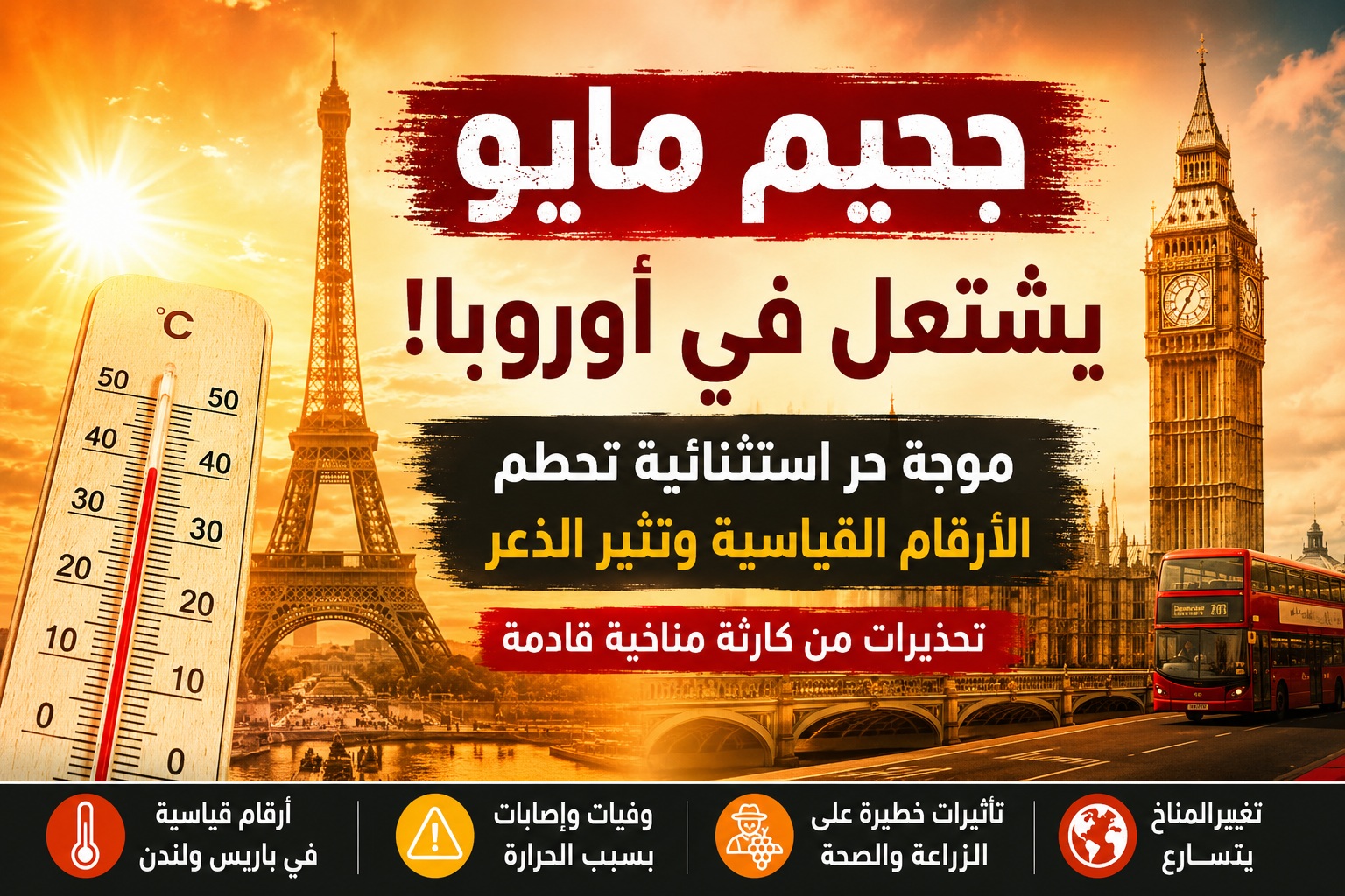 جحيم مايو يشتعل في أوروبا: موجة حر قاتلة تحطم الأرقام القياسية وتثير الذعر من كارثة مناخية قادمة