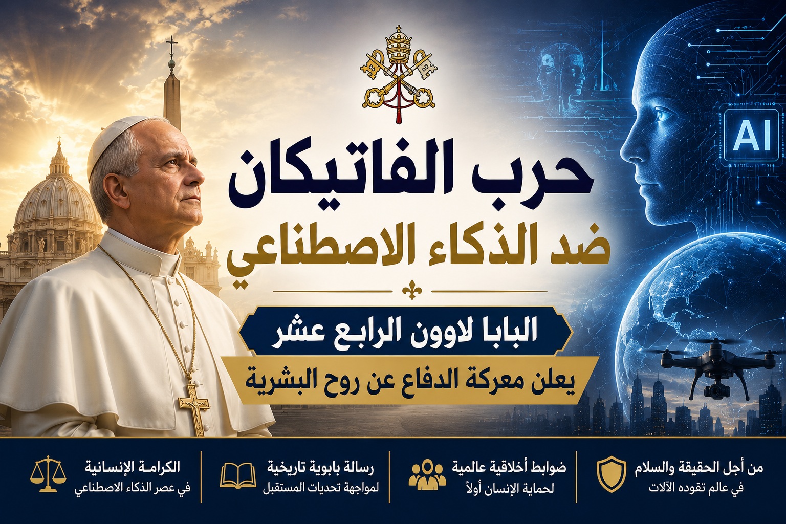 حرب الفاتيكان ضد الذكاء الاصطناعي: البابا لاوون الرابع عشر يعلن معركة الدفاع عن روح البشرية